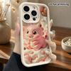 Phone Case: 2D Flat Design Suitable for iPhone 18 17 16 15 14 13 Pro Protective Case, Pink Little Dinosaur, Perfect Christmas and Halloween Holiday Gi