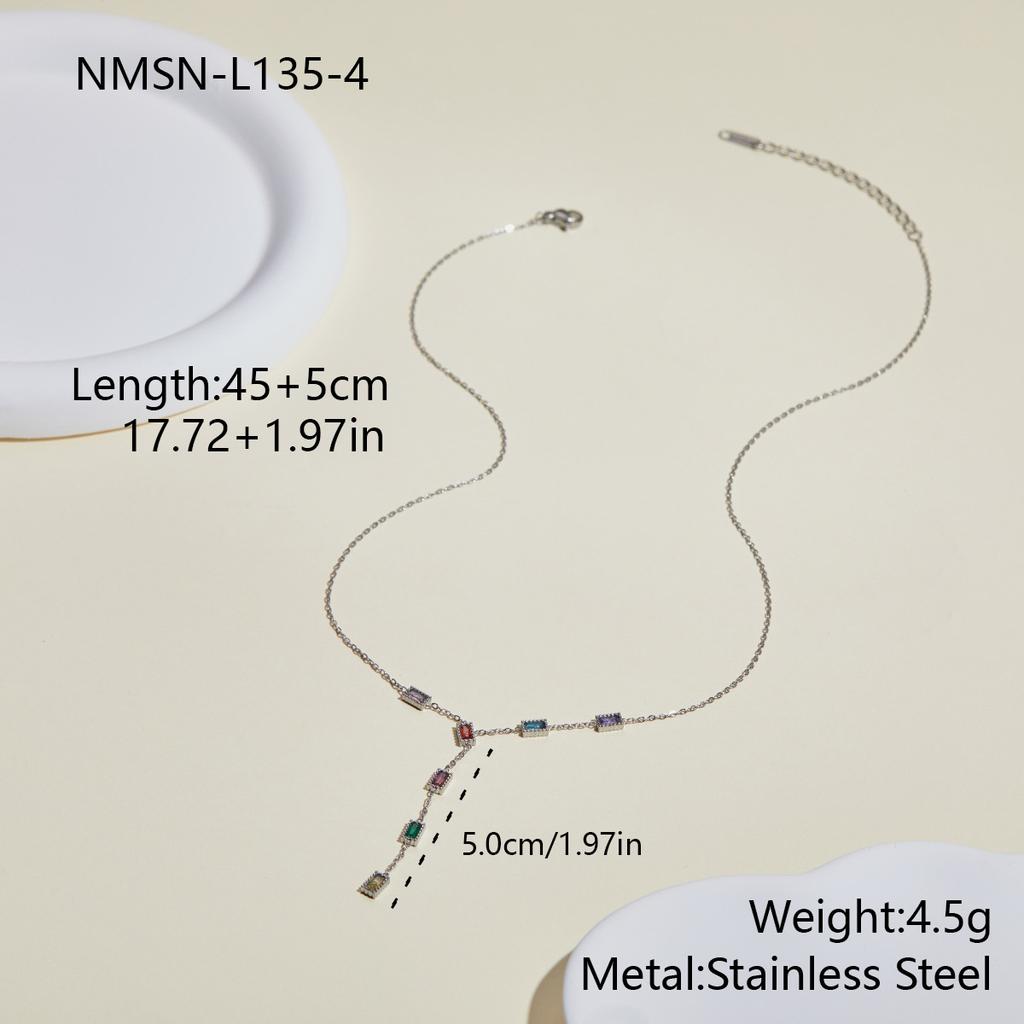 GEMCHIC Women's Flower Shape Cubic Zirconia Stainless Steel Y-Chain Necklace Fashion High-end Sense Necklace Wholesale