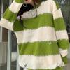 Полосатый свитер, женский осенне-зимний винтажный свободный верх, шикарный свитер с длинными рукавами, небольшой размер, ранняя осень
