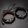 Hip Hop Punk Cross Bat Bracelet for Men Creative Fashion Rope Adjustable PU Leather Bracelet