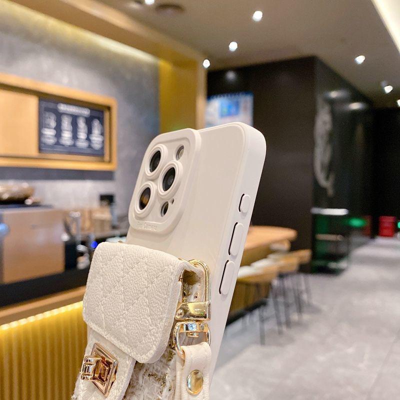 Stylish Card Holder & Coin Purse for Apple Devices (11-16 Pro Max) with Lanyard, Full Coverage Fragrance Style