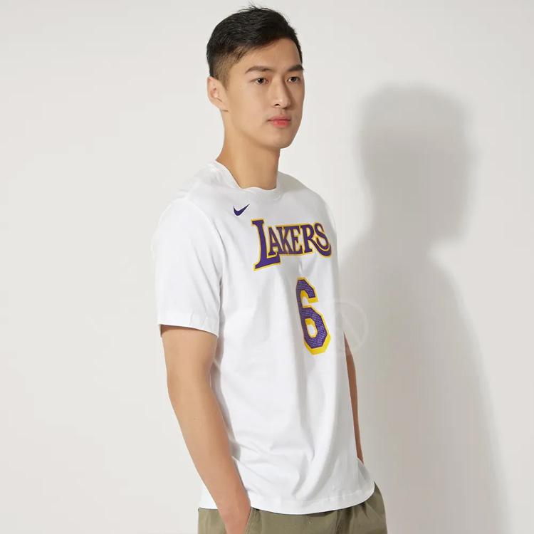 Nike НБА Лос-Анджелес Лейкерс Леброн Джеймс Нет. 6 Футболка с круглым вырезом Мужские топы Белые DR6381-106