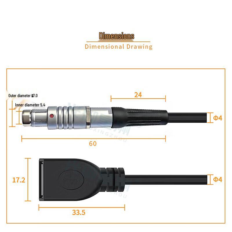 Кабель GY-102F с 4-контактным авиационным разъемом на USB