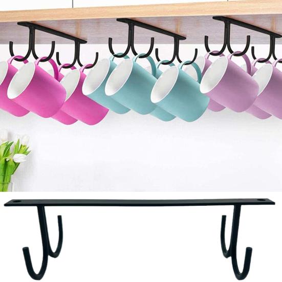 2 шт. подстаканник, простая установка под шкафом, крючки для кружек, экономия места, подвесные крючки для чашек для домашней кухни