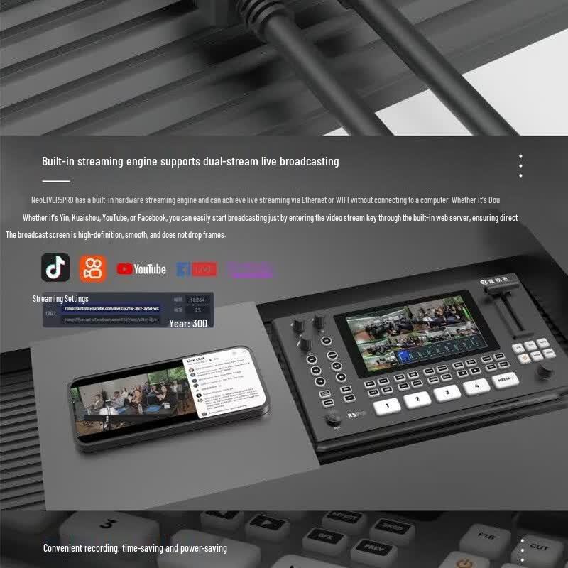 JiaShiYing R5PRO 4K 5-канальный коммутатор для прямой трансляции