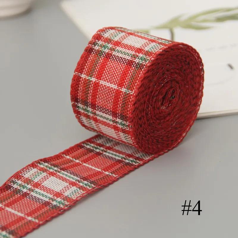 Лента для рукоделия 6 м, имитация пеньковой ленты, проволочная кромка, льняная лента, рождественские украшения, красная и зеленая клетчатая лента со снежинками