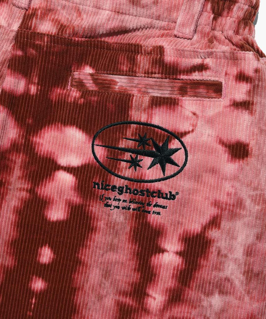 NICEGHOSTCLUB Вельветовые брюки с отбеливанием_Красный(Ng2Cfupa12A)