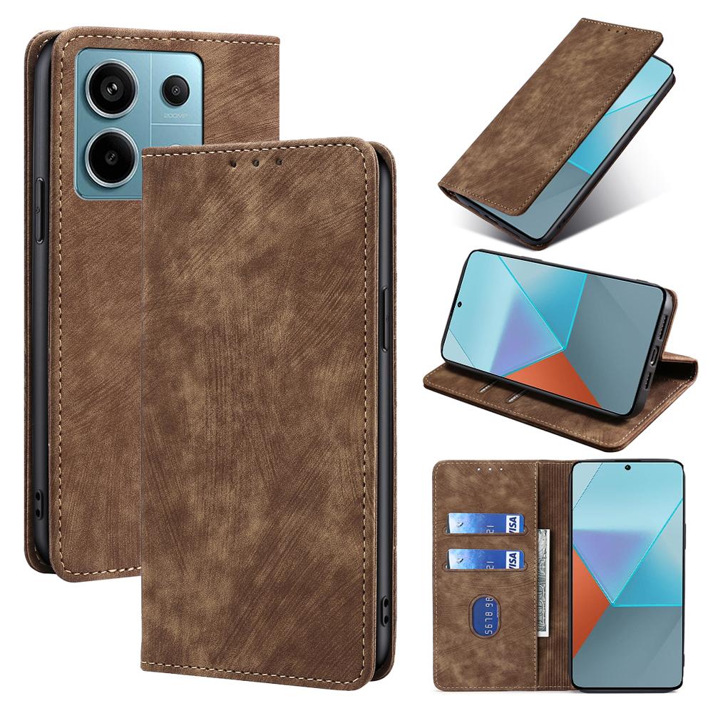 For Xiaomi Redmi Note 13 Pro 5G/Poco X6 5G Protective Case RFID Blocking PU Leather Wallet Phone Cover