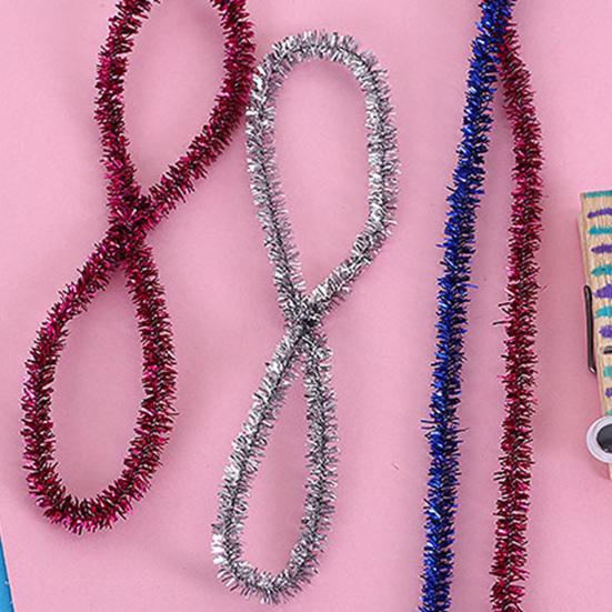 100Pcs Glitter Chenille Stems Flexible Bendable Plush Tinsel Stems Kids Educational DIY Craft Supplies Toys Crafting