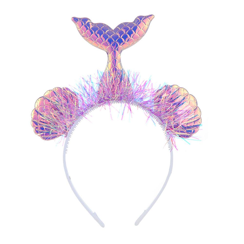 Mermaid Tail Headband With Shining Shell Tassel Fish Pattern Headdress Cloth For Kids Girls Princess Birthday Mermaid Party Decoration Supplies