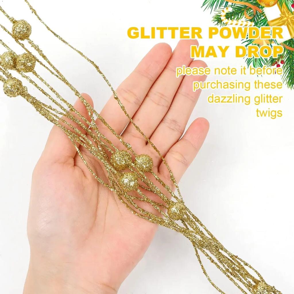 Искусственный блеск Рождественская ягода стебель блестящие веточки ветки украшения DIY венок рождественская елка праздничный стол ваза украшение