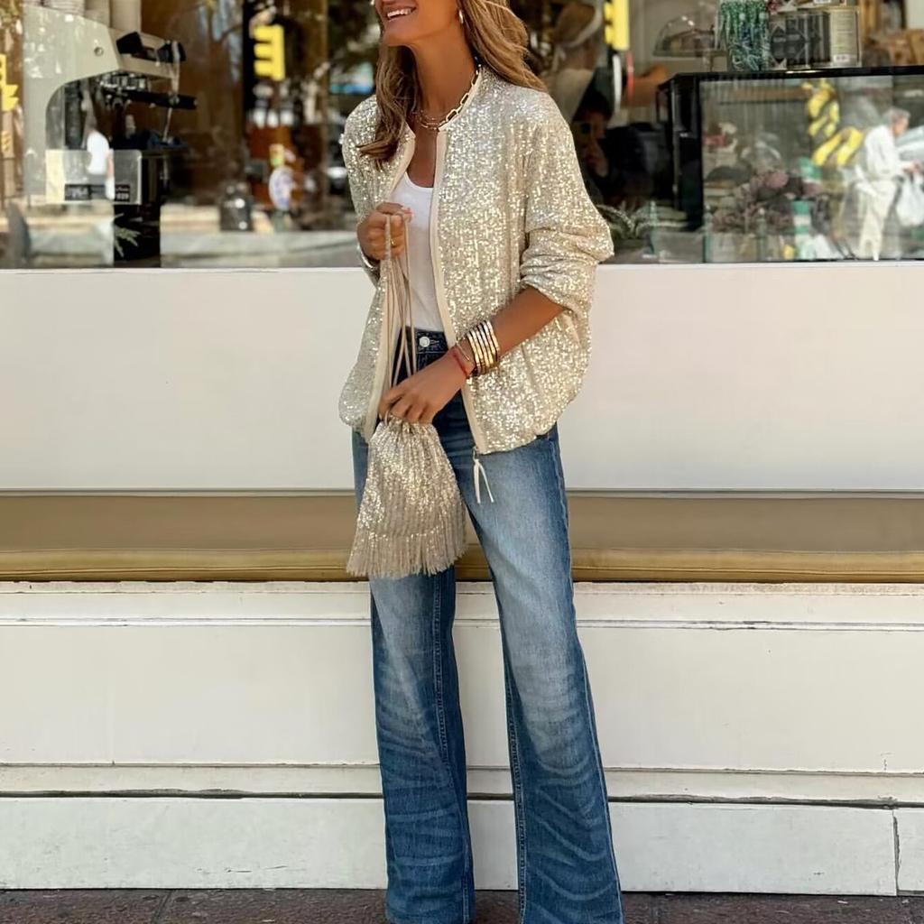 Женские повседневные куртки-бомберы с длинным рукавом и бейсбольным воротником на молнии, верхняя одежда