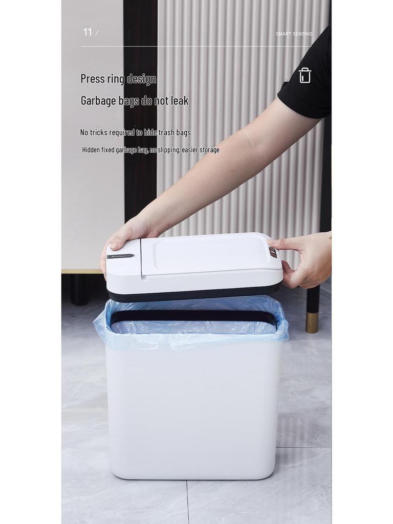 Large Capacity Smart Induction Trash Can for Kitchen and Bathroom