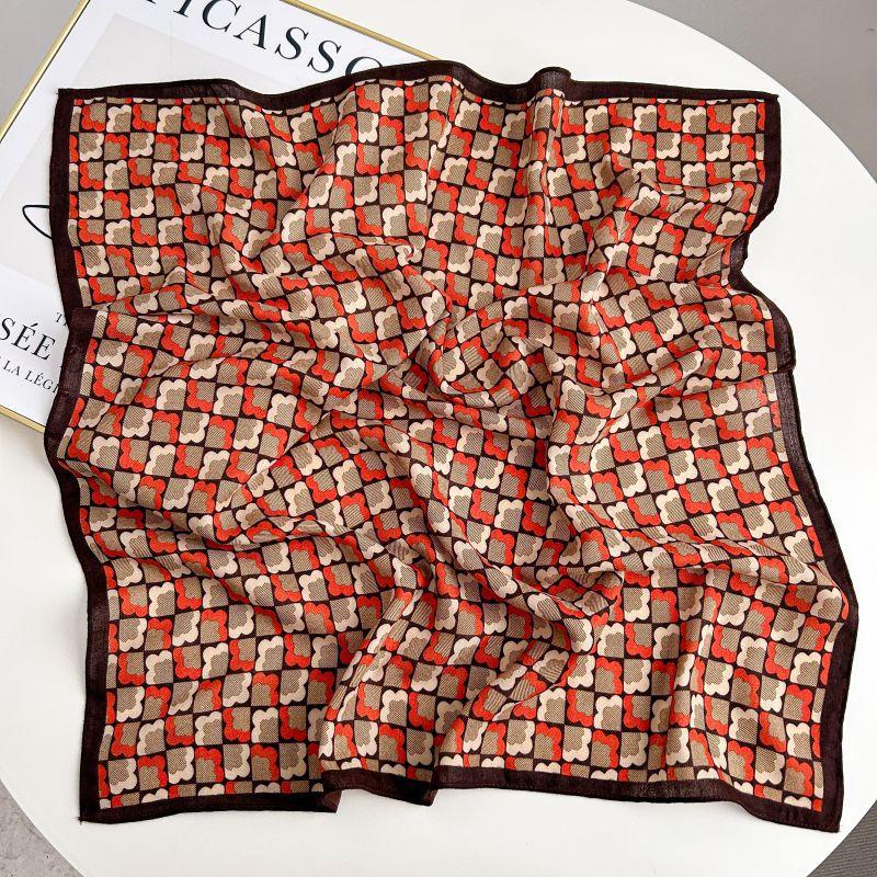 65 Fashion Style Cotton And Hemp Small Square Scarf For Women'S Professional Decoration Scarf Dual Use Shawl Outer Wear Spring And Autumn Scarf