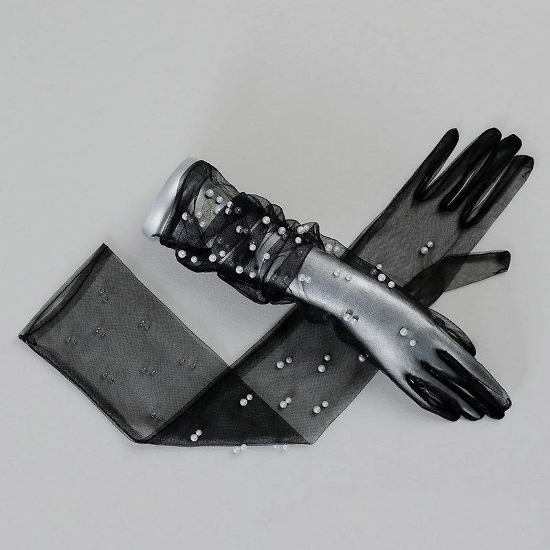 Белые свадебные перчатки Сетчатые перчатки Длинные перчатки Белые перчатки из пряжи Свадебные перчатки