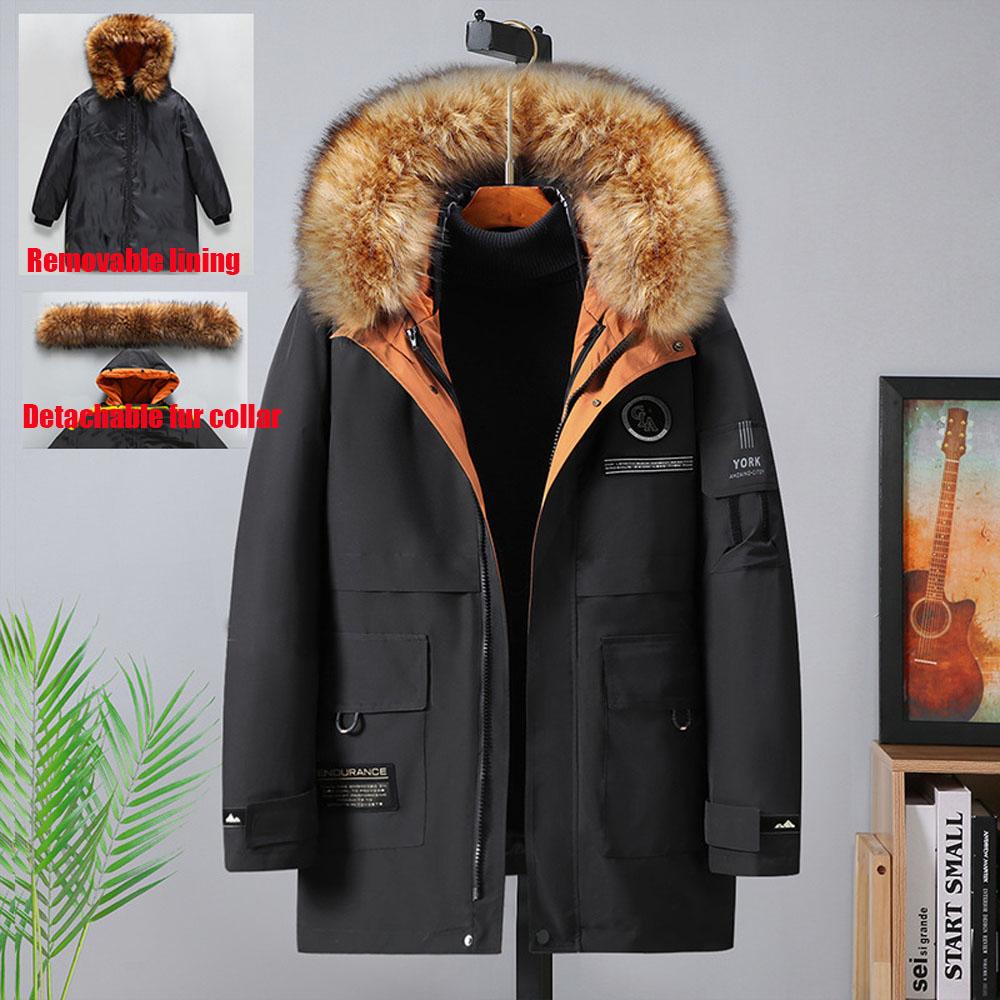 Plus Size Fat Men's Removable Inner Liner Cotton Coat Men's Coat Plus Fat Enlarged Fur Collar Style Down Cotton Coat Winter Cotton Jacket 4XL-10XL