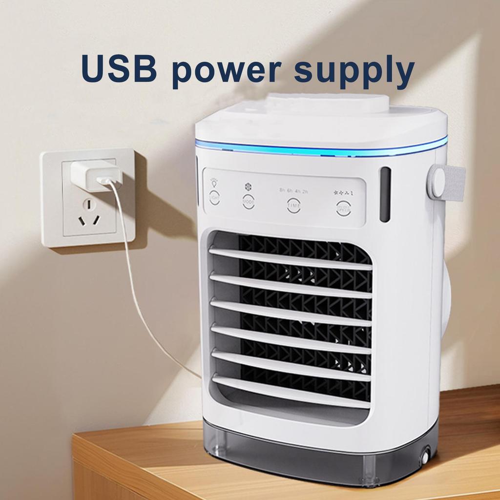 Вентилятор кондиционера Вентилятор для охлаждения воздуха Охладитель для помещения Крутые гаджеты Тихий С таймером Маленький Перезаряжаемый Увлажнитель Испарительные вентиляторы