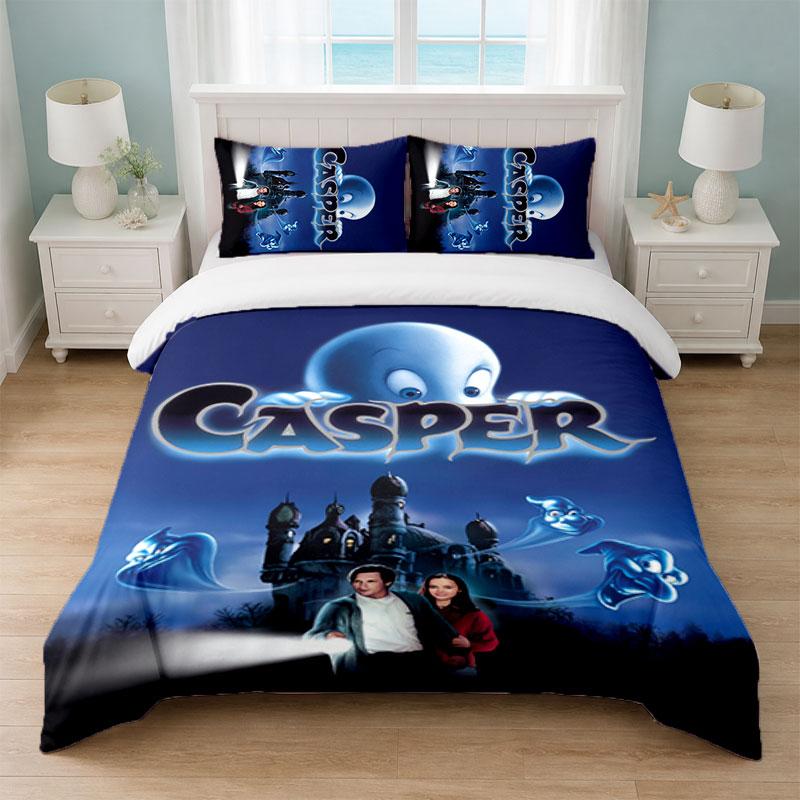 Casper the Friendly Ghost Bedroom 3Pcs Bedding Set Soft Bed Sheet Pillowcases Home Bedding Decoration