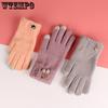 Korean Winter Velvet Outdoor Warm Gloves Women's Imitation Cashmere Knitted Yarn Touch Screen Riding Gloves Bow Tie