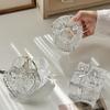 Прозрачная стеклянная шкатулка для украшений в форме сердца с бантом, Европейский винтажный рельефный декоративный органайзер для туалетного столика в доме