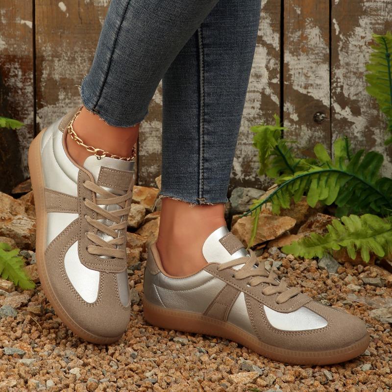 Мода 2025 Большой размер На шнуровке Женские вулканизированные туфли Уличные Универсальные Низкий каблук Женские кроссовки Смешанные цвета Удобная Повседневная обувь