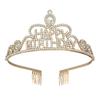 Fashion Crown with Letters Happy Birthday Crown Headband Crystal Headdress Hair Accessories Party Supplies