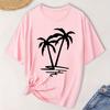 Женская модная футболка с коротким рукавом, летняя, с принтом кокосовой пальмы, повседневная