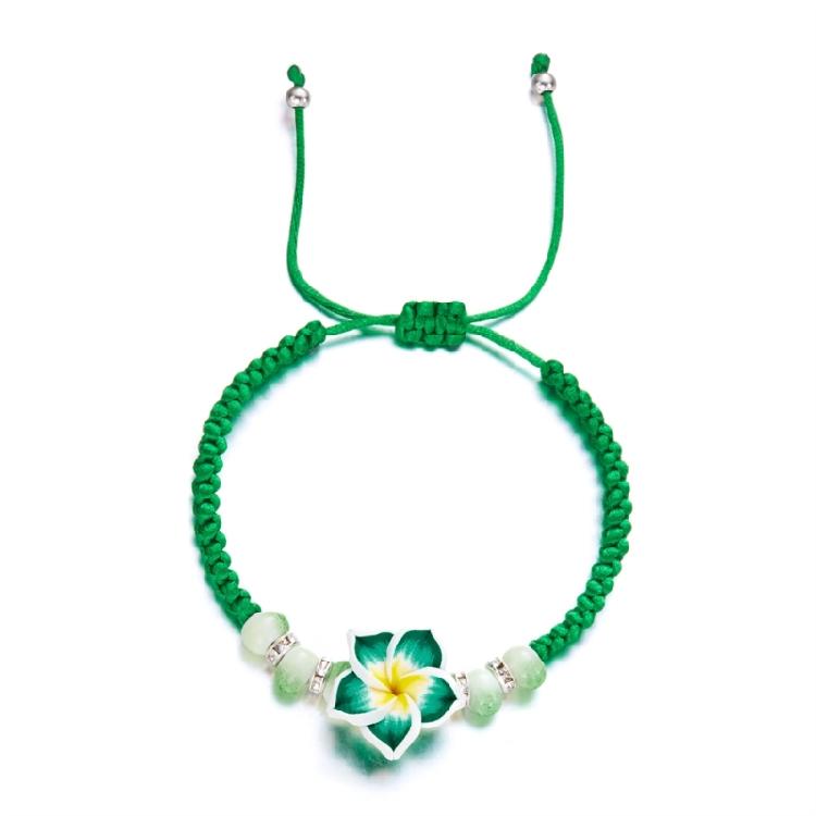 Цветочный браслет ручной работы из мягкой глины, плетёные украшения, регулируемый тропический браслет с плюмерией, богемные аксессуары для пляжной вечеринки