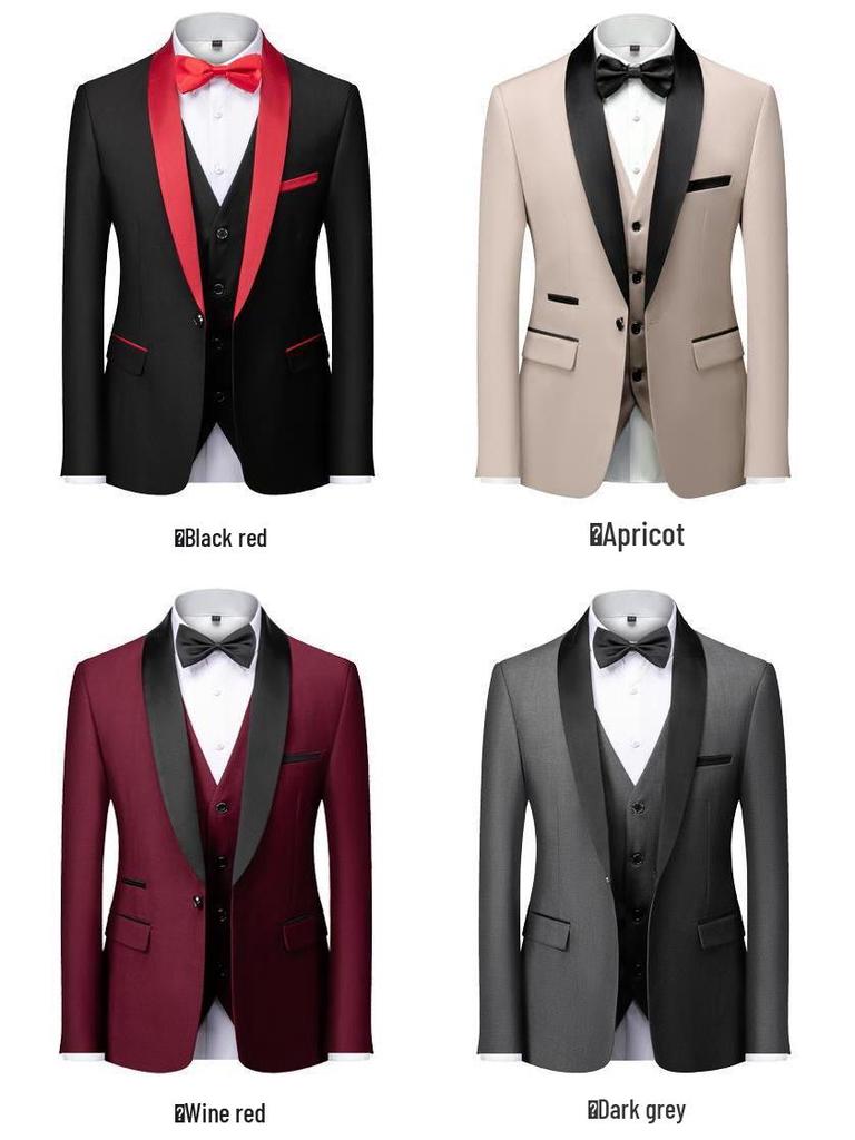 2023 Men's Shawl Collar Tuxedo Three-Piece Suit: Perfect for Grooms, Groomsmen, or Hosting