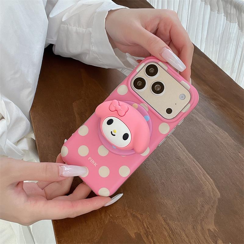 Магнитный чехол-подставка для iPhone с рисунком животных в горошек для Apple 17/16 Pro Max/15/14 - Девичий дизайн