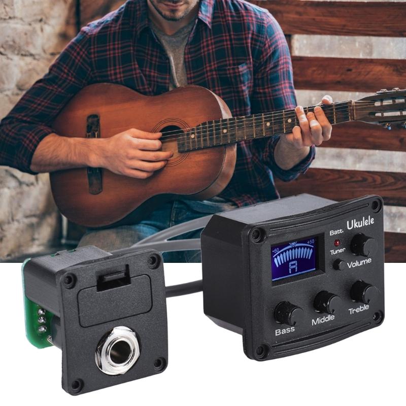 3-Band Piezo Pickup Ukulele Preamp Amplifier Equalizer Tuner Systems Ukulele Pickup Preamplifier Ukulele Accessories