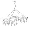 VECELO 24-Pinch Clothes Drying Rack, Stainless Steel, Square Clothes Hanger, 21 x 42 cm, WJ2