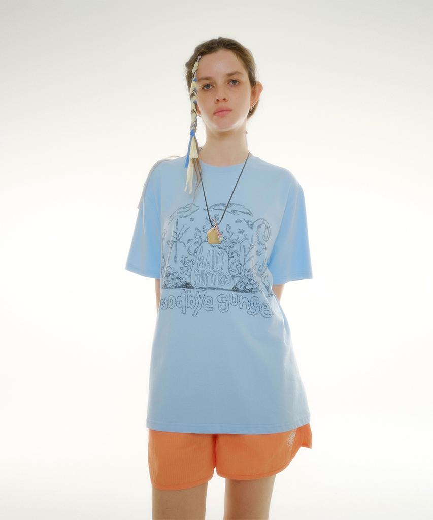 HELLO SUNRISE Hs X Etcblank Under The Sea Tee_Sky Blue