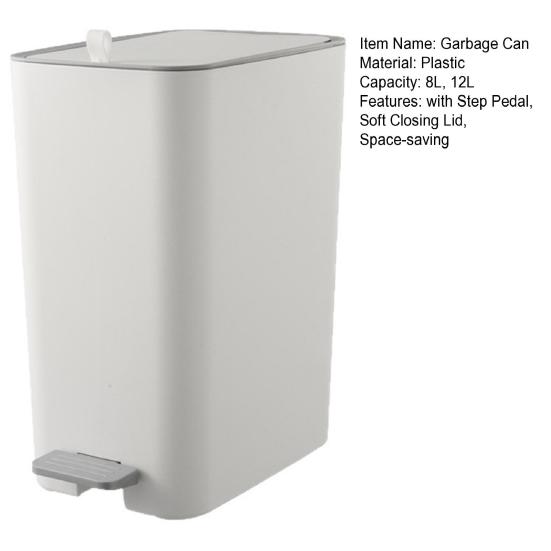 Slim Bathroom Trash Can 2 Gal/ 3 Gal Garbage Can with Lid Soft Close Step Pedal Trash Bin Odor