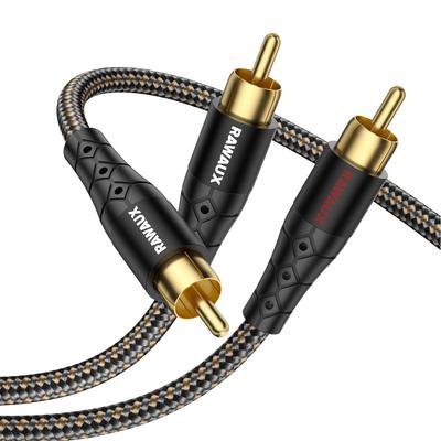 RAWAUX RCA Разветвитель RCA 1 Штекер на 2 Штекера Аудиокабель с 24K Моно на Красный и Белый Коаксиальный Стерео для и Кабель Домашнего Кинотеатра, 2М, Y-Тип Позолоченный
