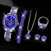 Full Diamond Luxury Bracelet Watch Set Ladies Time Quartz Watch Exquisite Five-piece Set