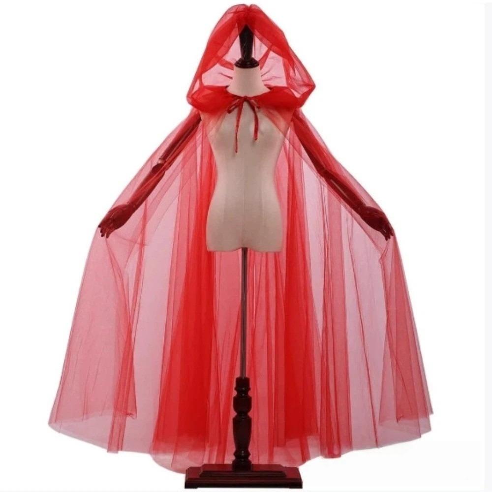 150cm/59in Red Riding Hood Polyester Cosplay Costume Cape Witch Wizard Hooded Cloak Christmas