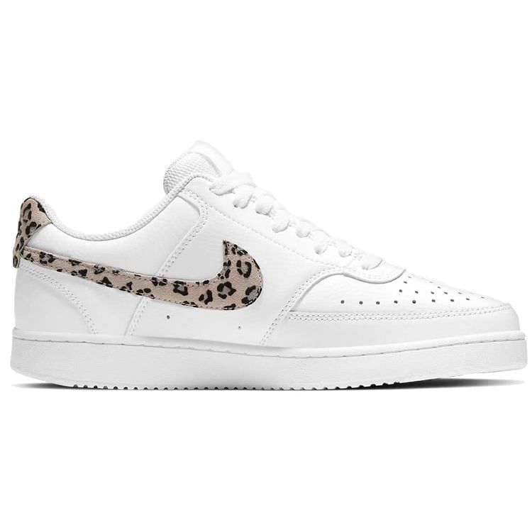 Nike Court Vision Low Leopard Swoosh - Белые женские кроссовки Desert-Sand Black DD9665-100