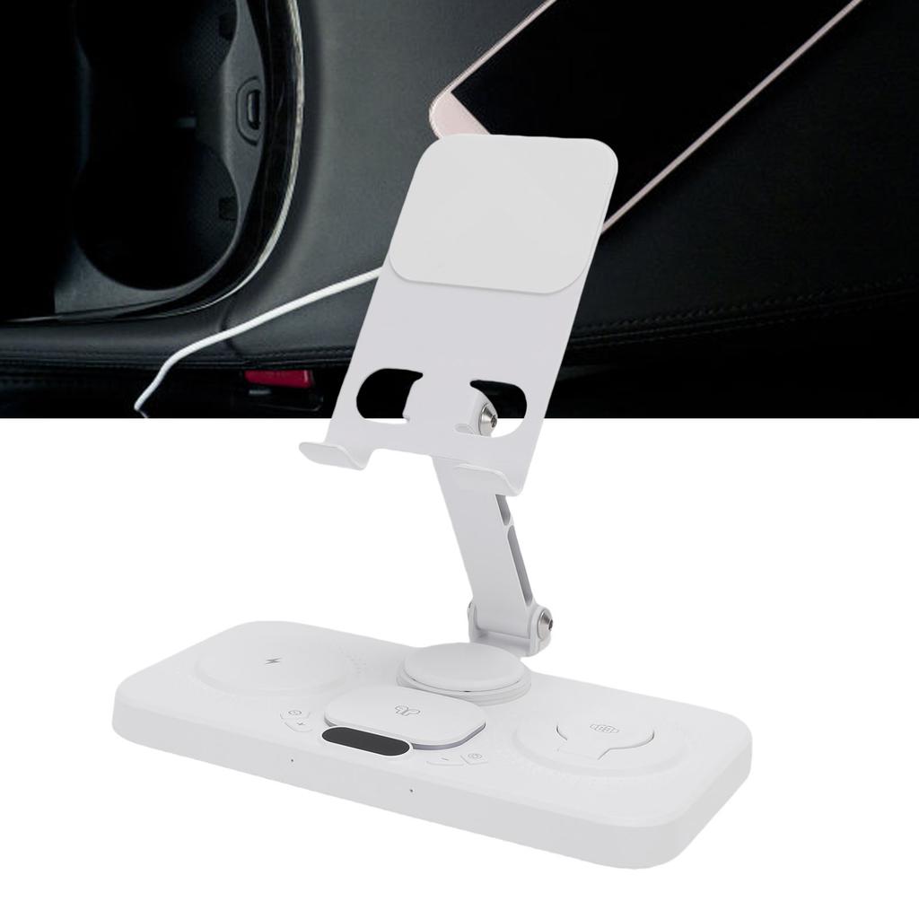 Беспроводное устройство 6 в 1 для устройства с будильником и 6-цветной подсветкой, 15 Вт, складная проводная зарядная станция