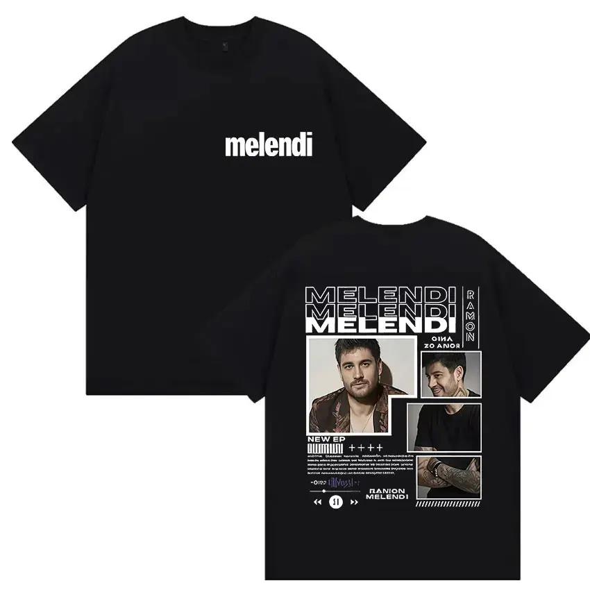 Rapper Melendi Tour 2025 Album Merch T Shirts Men's Vintage Gothic Oversized Cotton T-shirt Plus Size Streetwear Cotton  Hip Hop