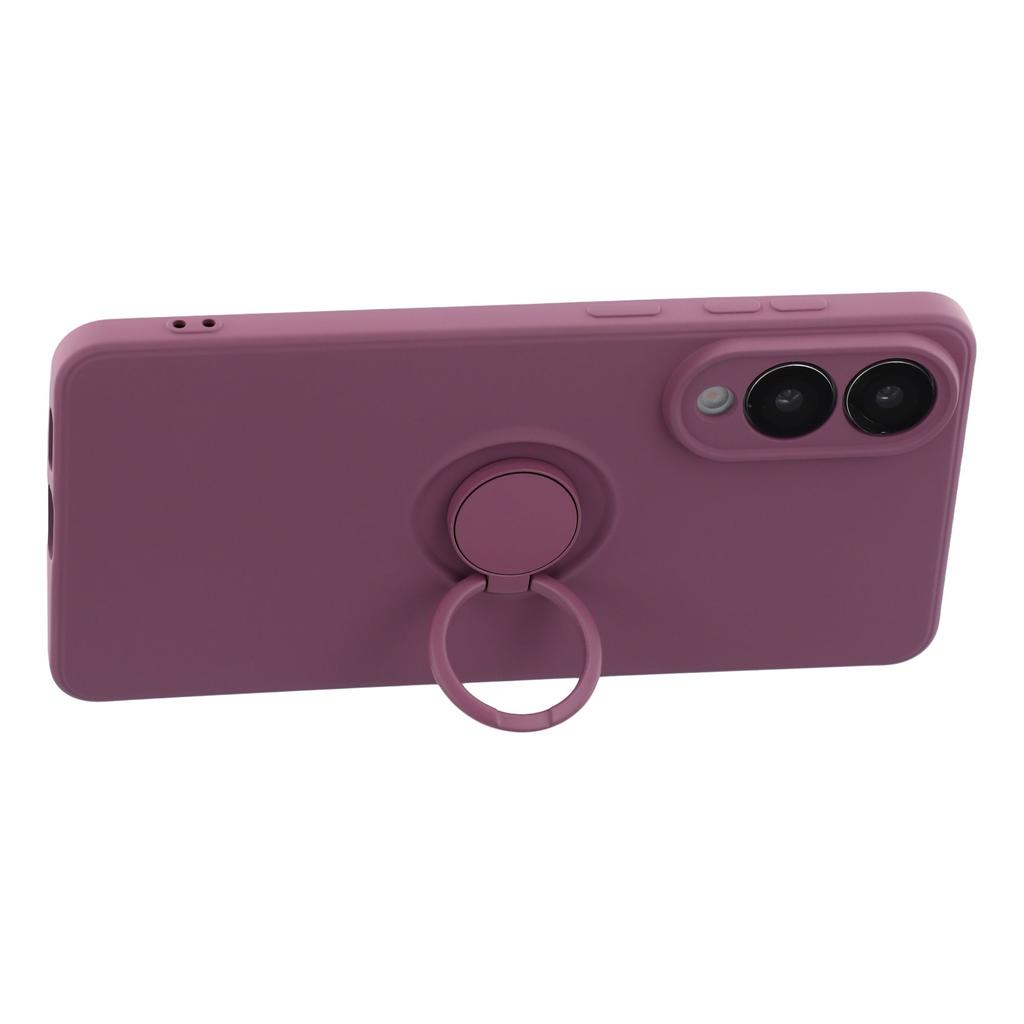 Силиконовый чехол для Samsung Galaxy S25 Edge с кольцом-подставкой и ремешком.