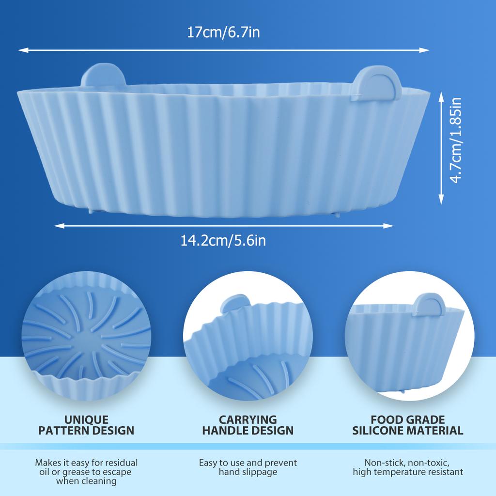 2/3Pcs Reusable Airfryer Pan Liner Accessories Thick Square Air Fryer Silicone Pot Food Safe Non Stick Chicken Airfryer Basket