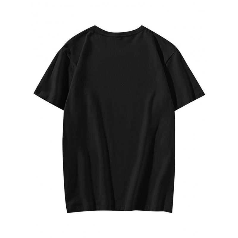 Ink Wash Painting Cat Samurai Cotton Casual Short Sleeved T-shirts