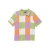 Color-Block Plaid Button-Up Short Sleeve Sweater Women Tops Green VN000G3QCR0