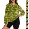 Women's Stand Collar Pullover Long Sleeve Top Christmas Print Sports Top