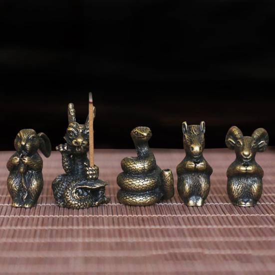 Мини-статуэтки зодиака, старинные китайские скульптуры животных зодиака фэн-шуй, микроландшафтный орнамент, сплав, чай, домашнее животное, украшение стола