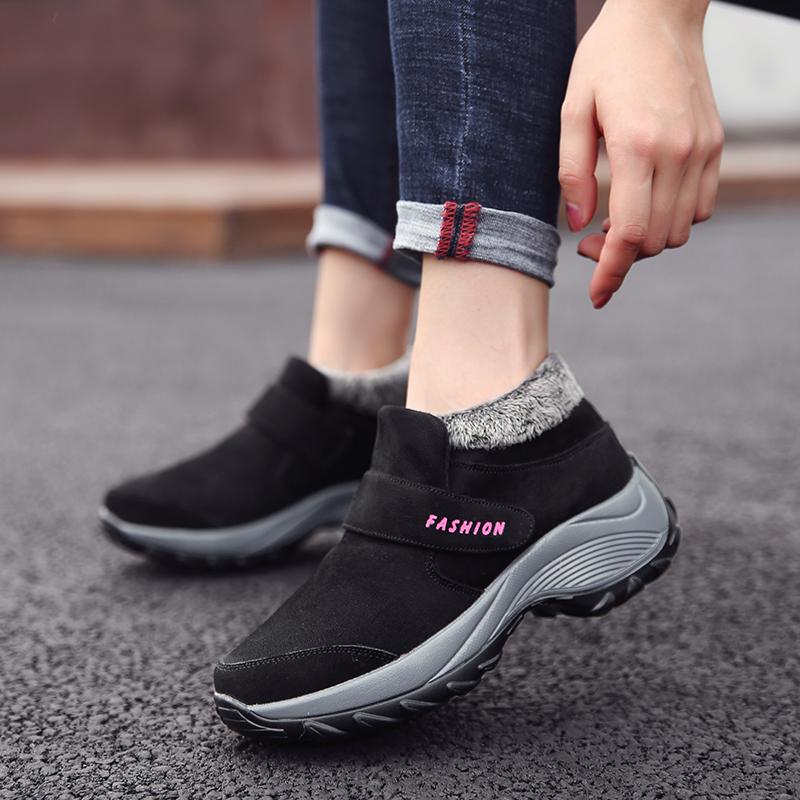 Plush Women Platform Sneakers Warm Ankle Boots Ladies Wear-resistant Cotton Boots Winter Outdoor Footwear for Walking