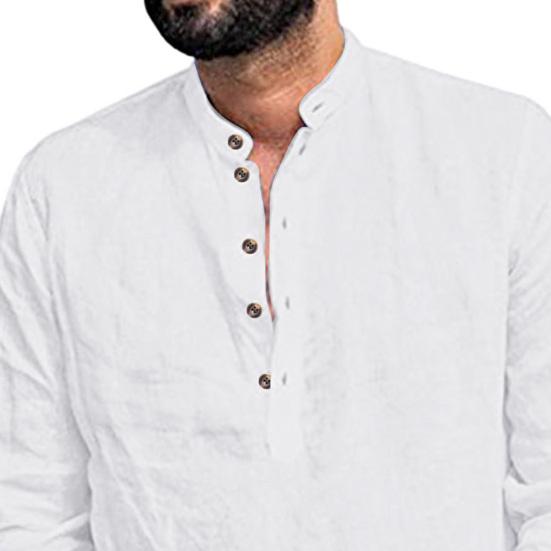 Tee Shirt Stand Collar Long Sleeve Solid Color Casual Fashion Men T-shirt for Shopping