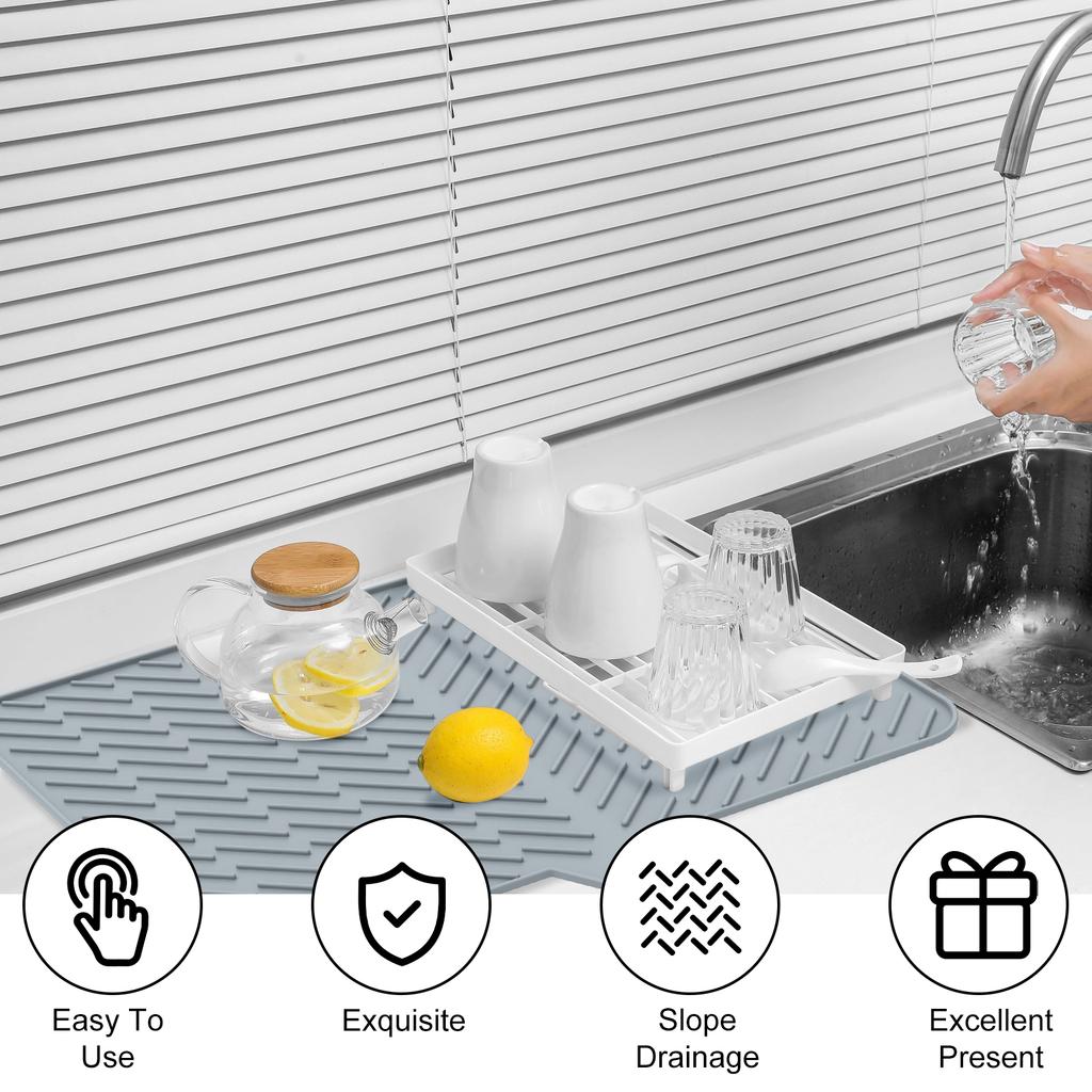Силиконовый коврик для сушки посуды, подставка для слива воды, коврик для сушки кастрюль и тарелок для кухонной посуды, нескользящие коврики, термостойкие подставки, кухонные принадлежности для столешницы