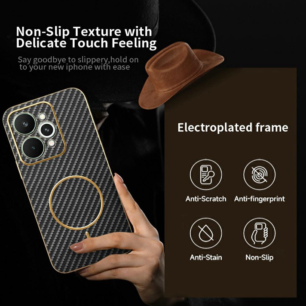 For Realme 15 5G Phone Case Carbon Fiber Textured Electroplated TPU Back Cover